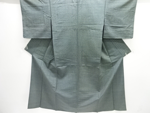 アンティーク　花模様上代紬単衣着物